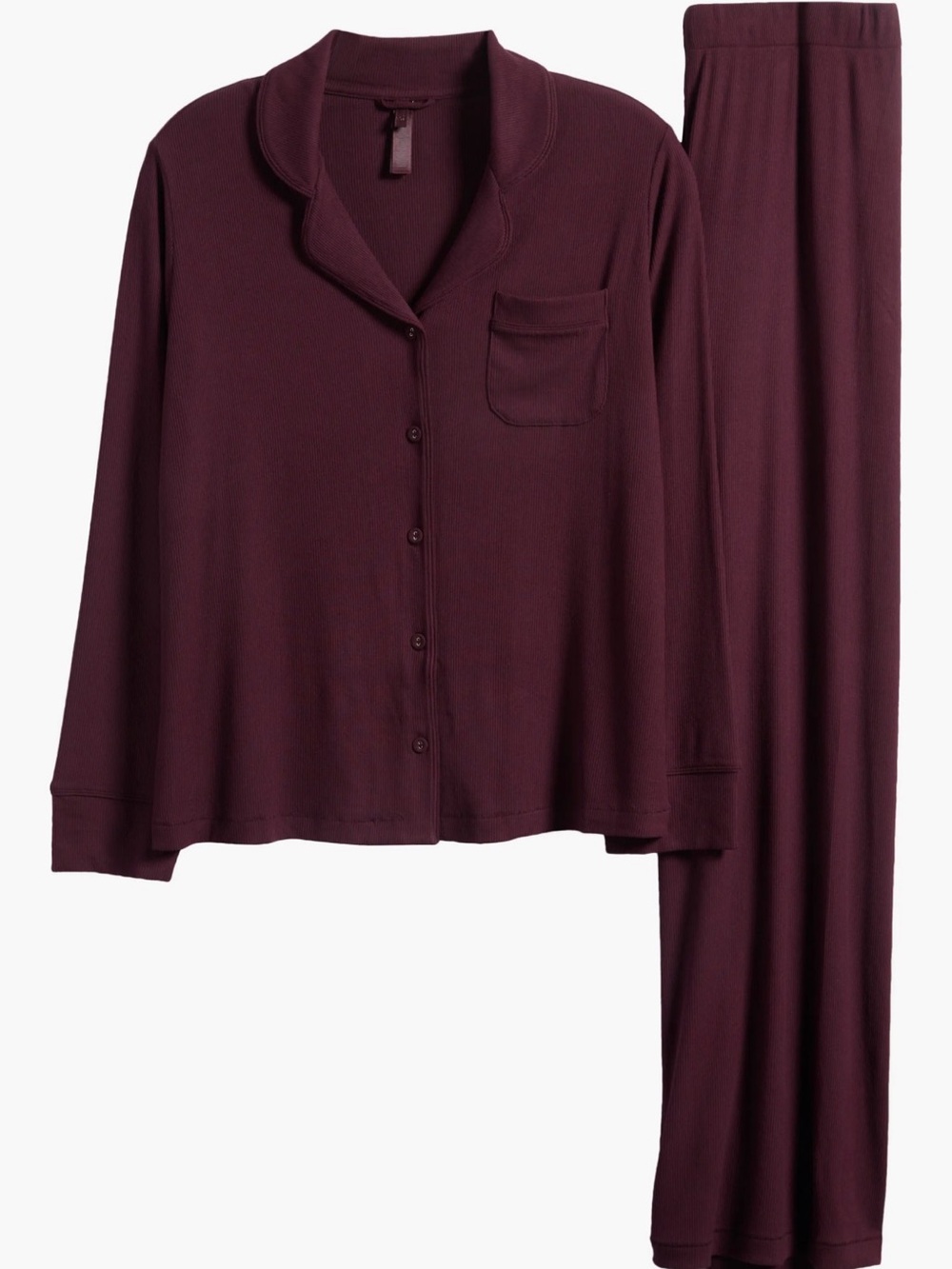 Skims Women’s Long-Sleeve Pajama Set Dark Roast / Raisin
